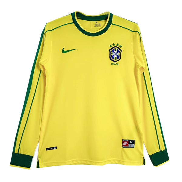 Brazil Home Long Sleeve Retro Jersey 1998