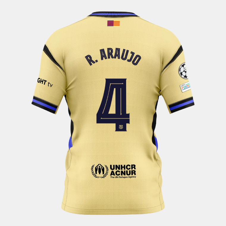 Barcelona Away R. ARAUJO 4 Champions League Jersey 25-26