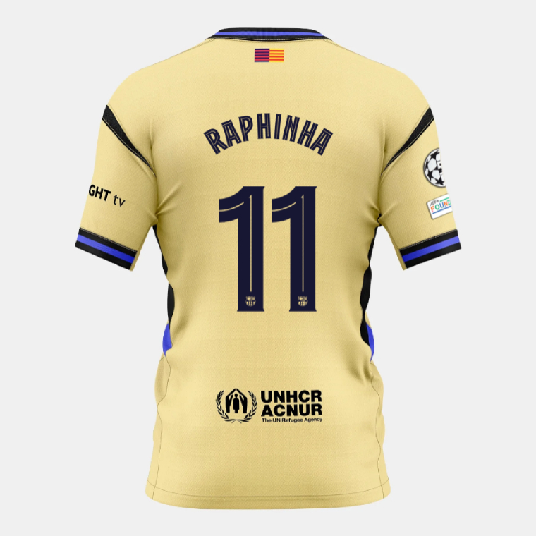 Barcelona Away RAPHINHA 11 Champions League Jersey 25-26