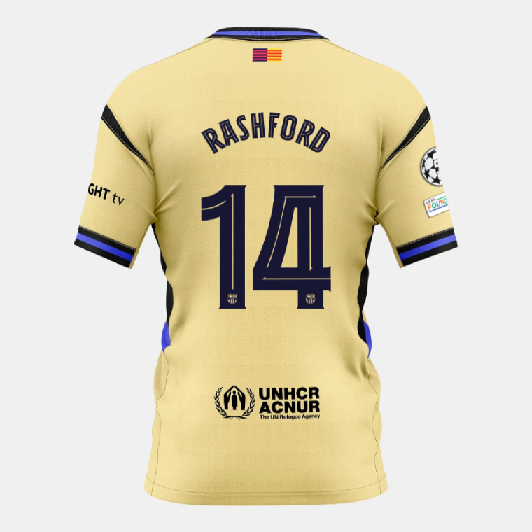 Barcelona Away RASHFORD 14 Champions League Jersey 25-26
