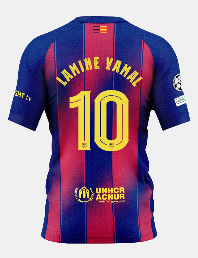 Barcelona Home LAMINE YAMAL 10 Champions League Jersey 25-26