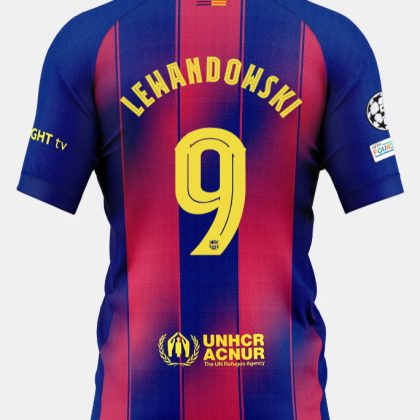 Barcelona Home LEWANDOWSKI 9 Champions League Jersey 25-26