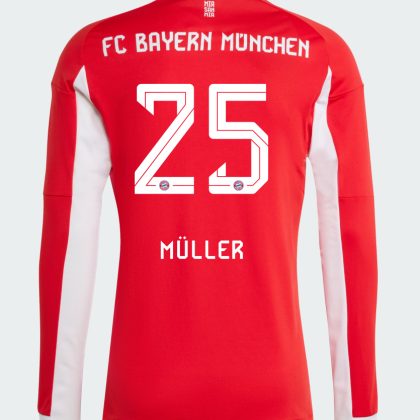 Bayern Munich Home Müller 25 Long Sleeve Jersey 25-26