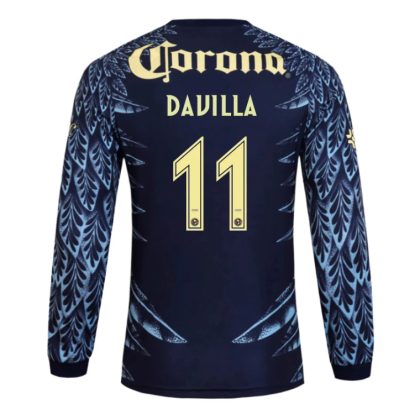 Club América Away DAVILA 11 Long Sleeve Jersey 25-26