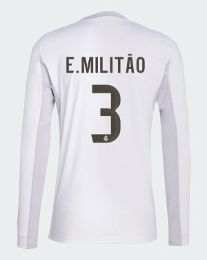 Real Madrid Home E. Militão 3 Long Sleeve Jersey 25-26