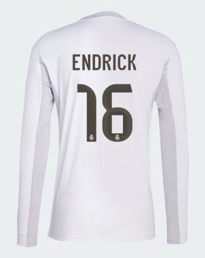 Real Madrid Home Endrick 16 Long Sleeve Jersey 25-26