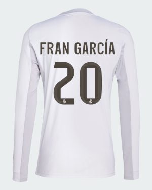 Real Madrid Home Fran García 20 Long Sleeve Jersey 25-26