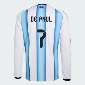 Argentina Home DE PAUL 7 World Cup Long Sleeve Jersey 2026 (Player Version)