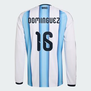 Argentina Home DOMINGUEZ 16 World Cup Long Sleeve Jersey 2026
