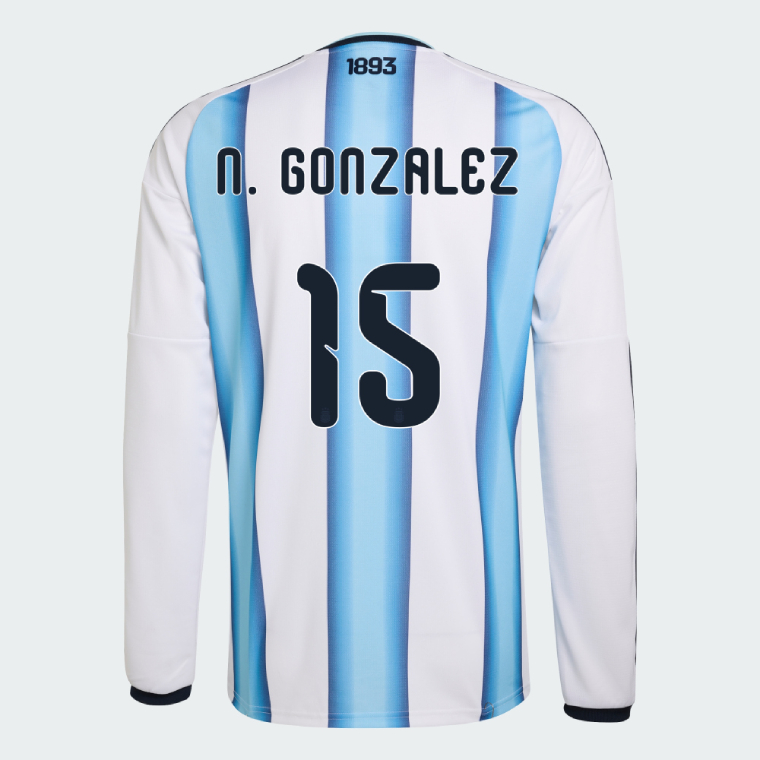 Argentina Home N. GONZALEZ 15 World Cup Long Sleeve Jersey 2026