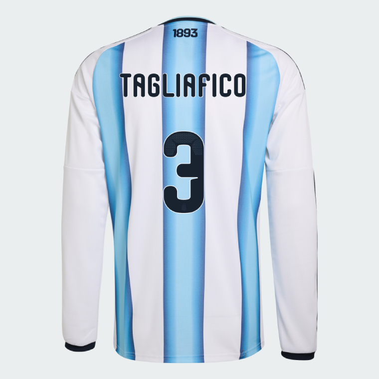 Argentina Home TAGLIAFICO 3 World Cup Long Sleeve Jersey 2026 (Player Version)