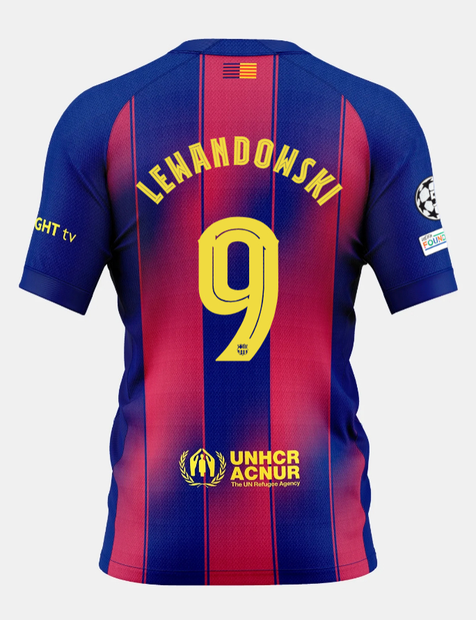 Barcelona Home LEWANDOWSKI 9 Champions League Jersey 25-26