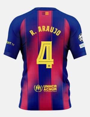 Barcelona Home R. ARAUJO 4 Champions League Jersey 25-26