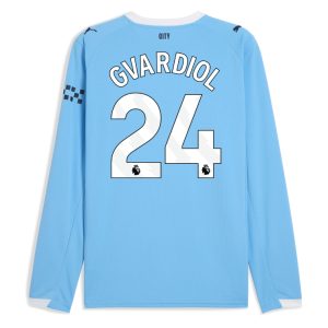 Manchester City Home Long Sleeve GVARDIOL 24 Jersey 25-26