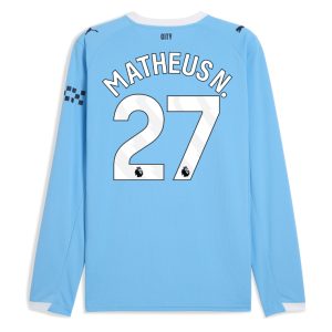 Manchester City Home Long Sleeve MATHEUS N. 27 Jersey 25-26